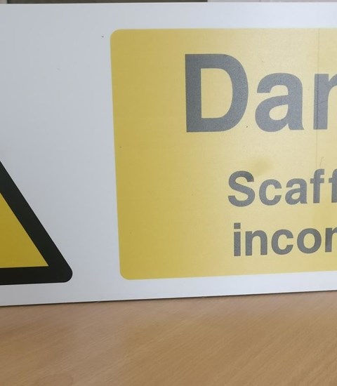 Afix Group hazard sign incomplete scaffold