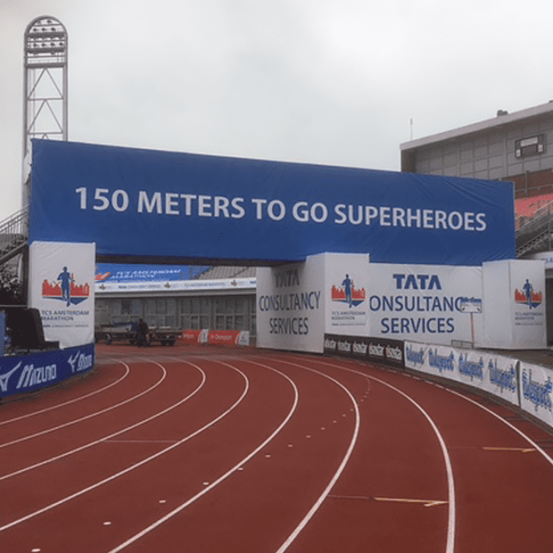 Afix fast X52 event scaffold with walkway and spann scaffold - marathon Amsterdam