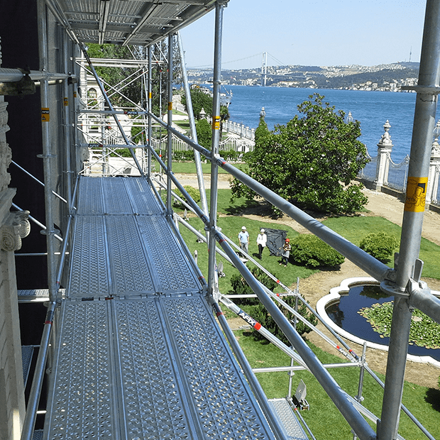 Afix fast X52 renovation scaffold with aluminium stairs for Dolmabahce royal palace - Turkey