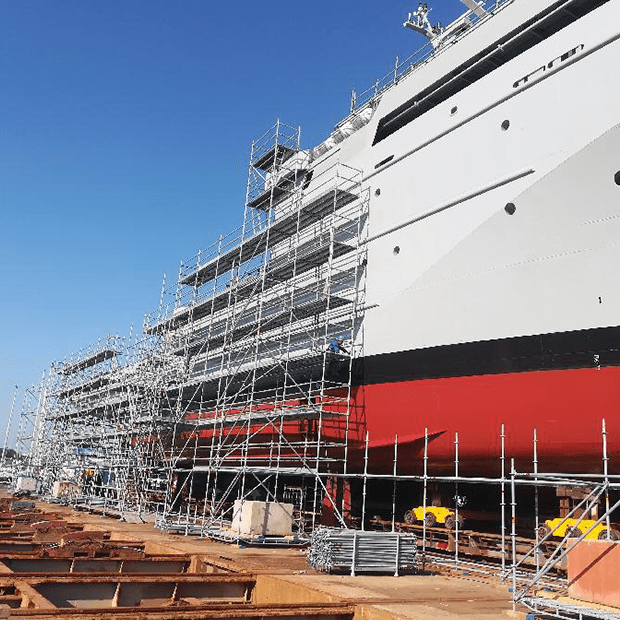 Afixfast X52 industry scaffolding for ship renovation