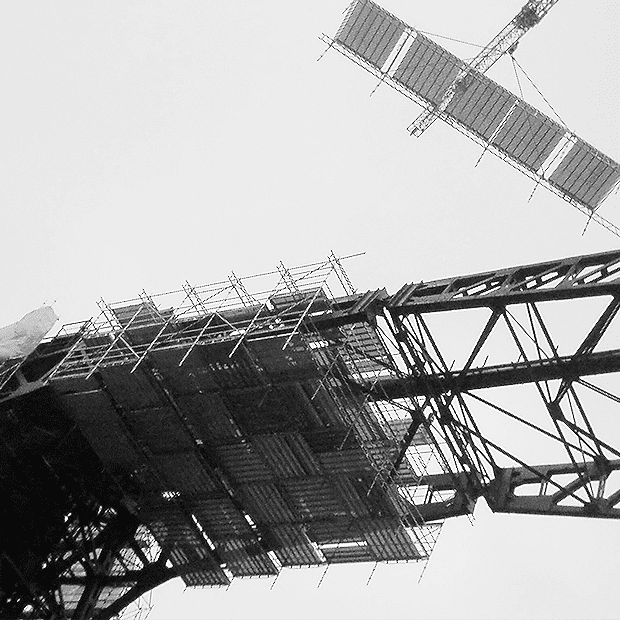 Afixfast X52 spann scaffold for bridge renovation Budda bridge Brussels 