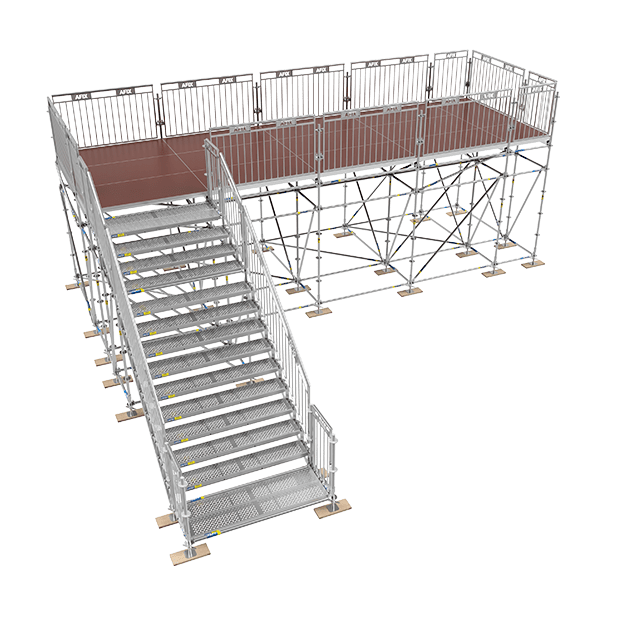 Afixafast X52 stage scaffold with stairs with stringers
