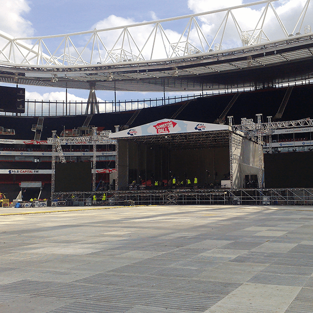 Afixfast X52 stage scaffold with roof construction Manchester United Concept Stage