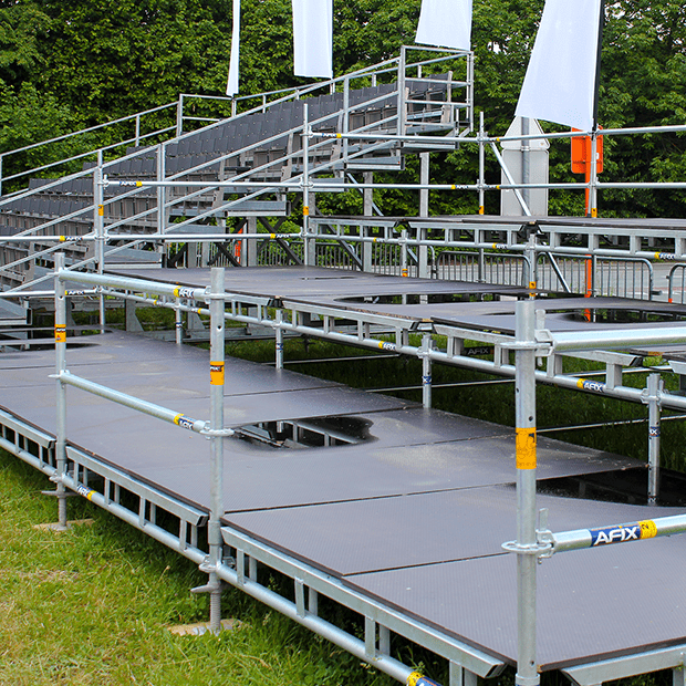 Afixfast X52 grandstand scaffold for events with baseplates