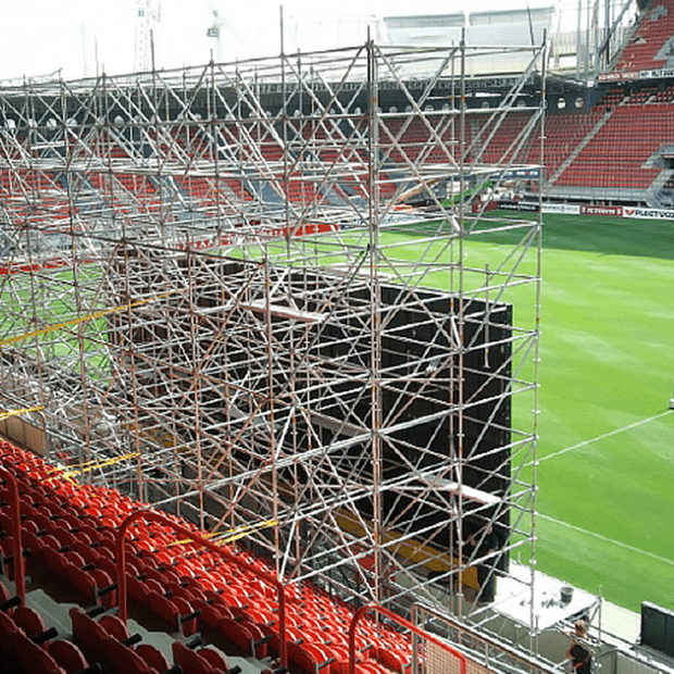 Afixfast X52 event scaffold for AV projection in football stadium