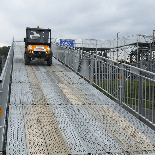 Afixfast X52 event scaffold with stringers and ramp