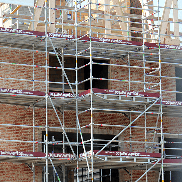 Afixfast masonry scaffold with loading platform 