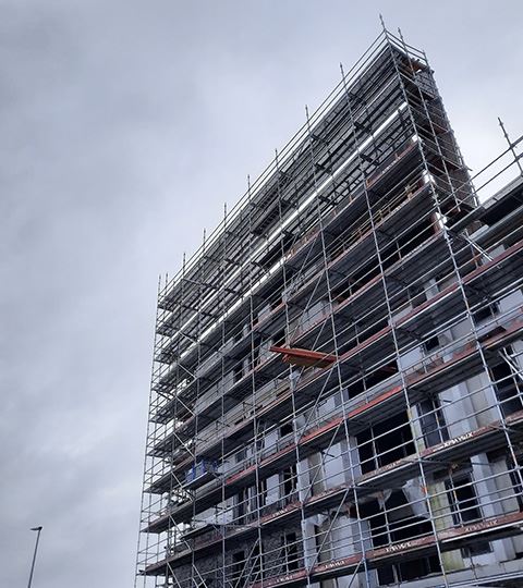 Afix fast X52 nieuwbouw appartement facade steiger - Smedenpoort Aalter - Juri