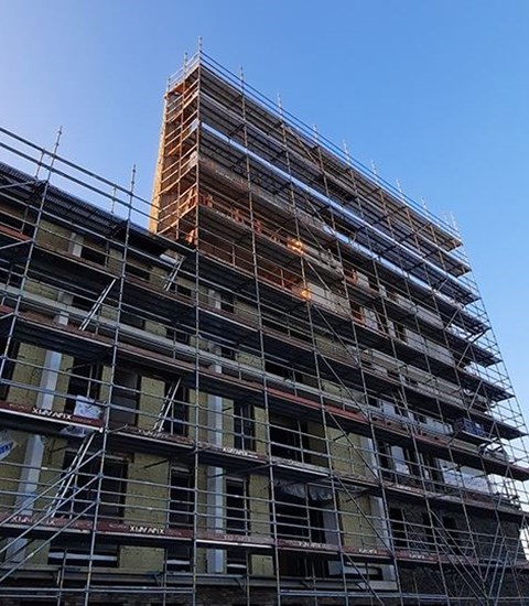 Afix fast X52 new construction flat facade scaffold - Smedenpoort Aalter - Juri