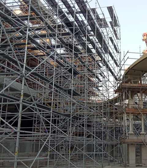 Afixfast X52 space scaffold for airport terminal in Hamad Qatar by Glassline
