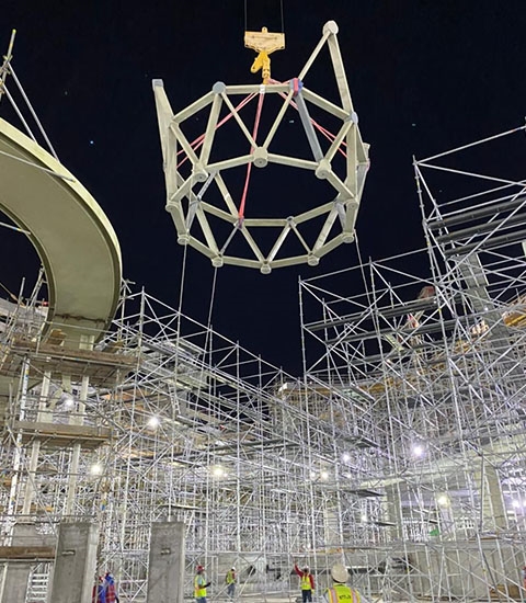 Afixfast X52 space scaffold for airport terminal in Hamad Qatar by Glassline