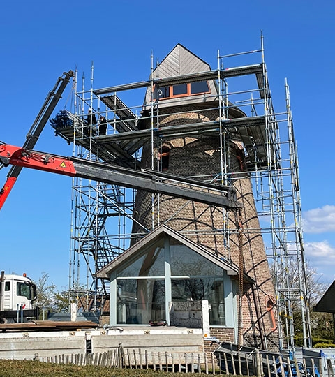 Afix fast X52 renovatiesteiger met krimfolie voor Stalhille molen 