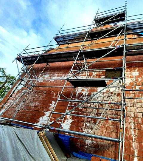 Afix fast X52 échafaudage de façade nouveau bâtiment - Iscoscaff Pignon - La Louvière