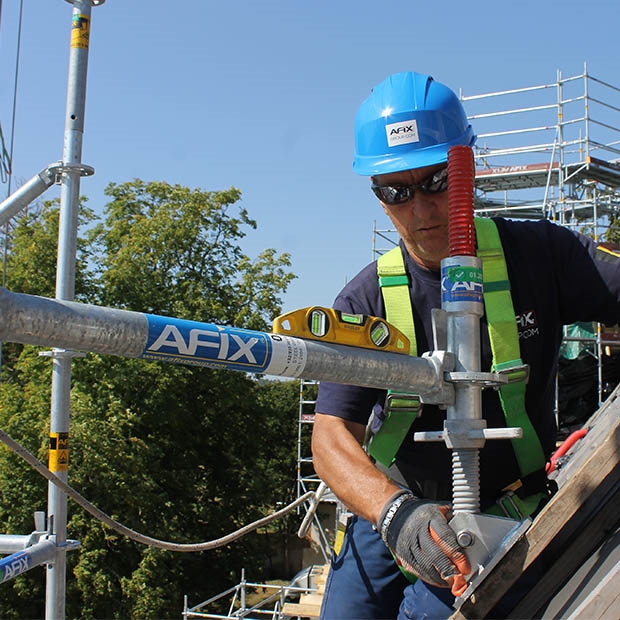 Afix fast X52 roof scaffold for renovation castle Planckaert - Lurcy