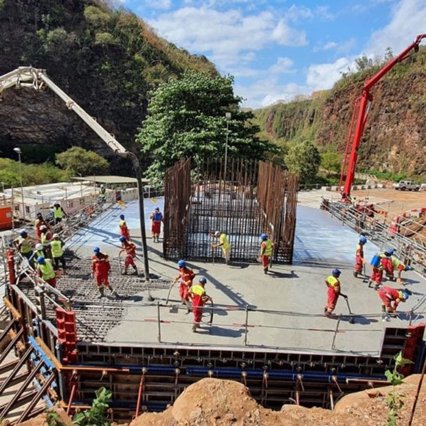 Afix Group space scaffold for pilone - TGBV Viaduct - Coromandel Mauritius