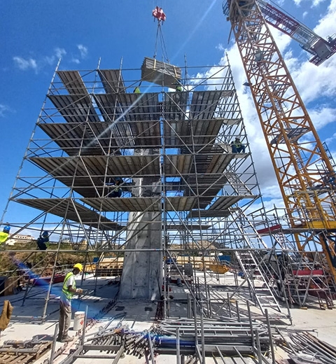 Afix Group space scaffold for pilone - TGBV Viaduct - Coromandel Mauritius