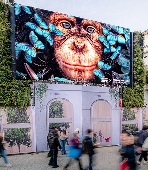 Afix fast X52 steiger opstelling met spandoeken als afscherming - BlowUp Media - De Meir - Antwerpen