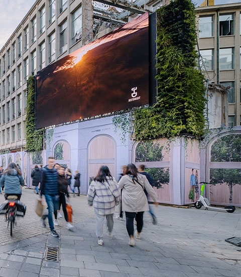 Afix fast X52 steiger opstelling met spandoeken als afscherming - BlowUp Media - De Meir - Antwerpen